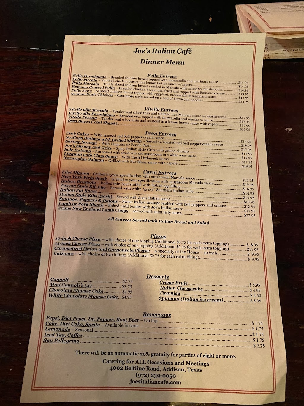 Joe's Italian Cafe