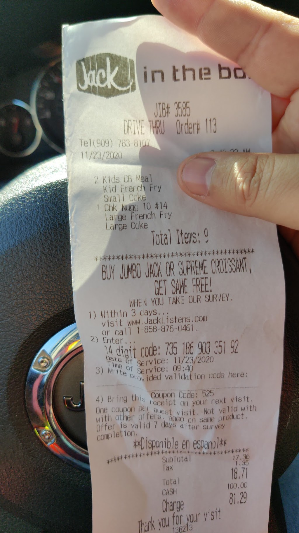 Jack in the Box, Colton, CA