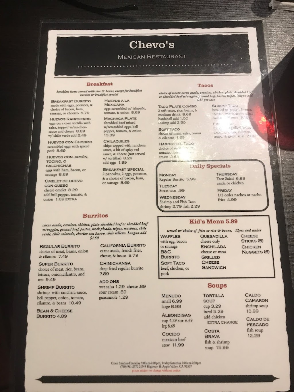 Chevo's, Apple Valley, CA