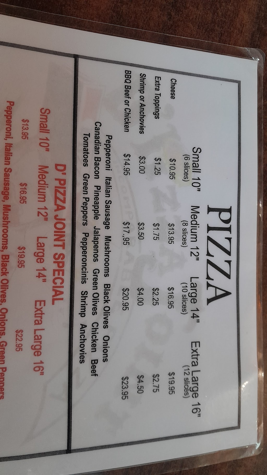 D Pizza Restaurant, South Padre Island, TX