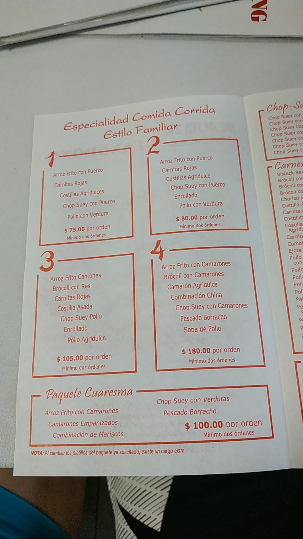 Comida china, Sonora, Mexico