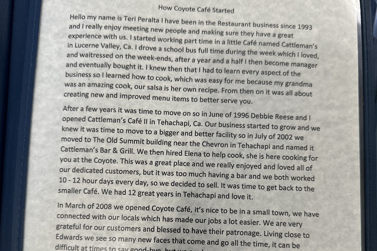 Coyote Cafe, California City, CA